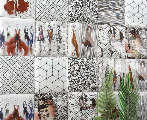 kupować 152x152mm Biała glina Płytki ścienne z geometrycznymi wzorami produkcja internetowa