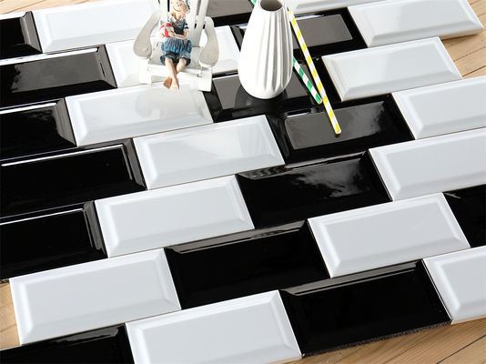 kupować Czarno-białe płytki ścienne z gliny 75x152mm do kuchni produkcja internetowa