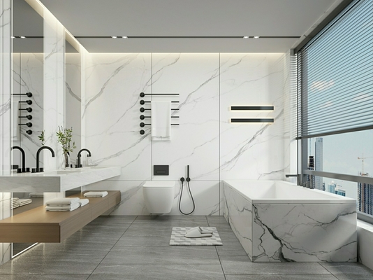 kupować Wnętrze podłogi antybakteryjne Białe polerowane płytki porcelanowe do łazienki i klasy AAA 900x1800x9mm do odbudowy produkcja internetowa