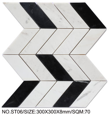 kupować Odporna na ścieranie mozaika z kamienia naturalnego 300x300mm w kolorze białym i czarnym do łazienki i basenu produkcja internetowa