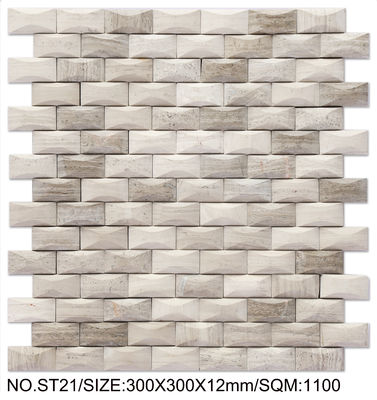 kupować Wodoodporna i antypoślizgowa beżowa mozaika z kamienia naturalnego 300x300mm do dekoracji i budownictwa produkcja internetowa