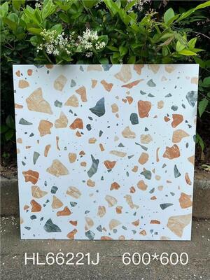 kupować Beżowe Eleganckie Płytki Ceramiczne Terrazzo 600x600mm Antybakteryjne do Podłóg Wewnętrznych do Łazienki i Kuchni produkcja internetowa
