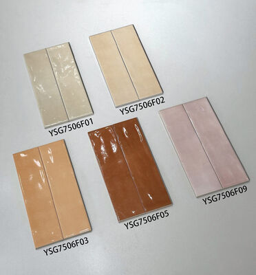 kupować Eleganckie Retro Beżowo-Różowe Błyszczące Wewnętrzne Płytki Ceramiczne Ścienne 75x300mm do Sypialni i Jadalni produkcja internetowa