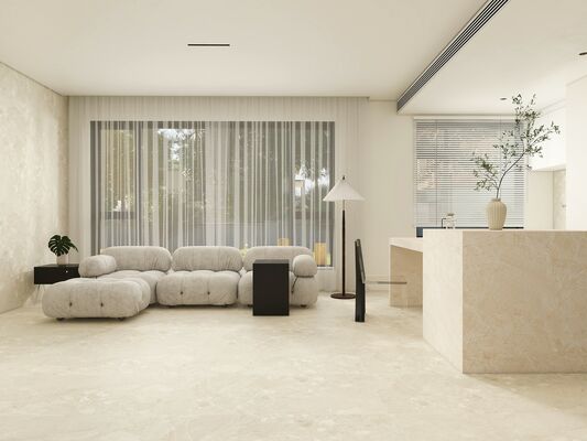 kupować Odporne na zarysowania i stylowe Terrazzo 600x1200mm Beżowe płytki porcelanowe z matą z pleśnią Płytki podłogowe do salonu i sypialni produkcja internetowa