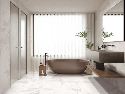 kupować Stylowa i przyjazna dla środowiska podłoga wnętrza Carrara 600x1200mm Replika Szklane płytki porcelanowe do jadalni i salonu produkcja internetowa