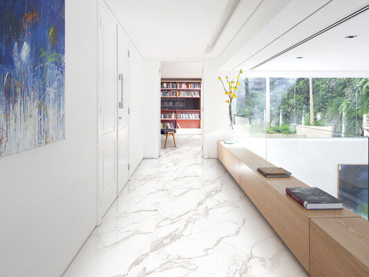 kupować Cegła ogniotrwała i trwała podłoga wewnętrzna Calacatta 600x1200mm Replika szkliwionych płytek porcelanowych do kuchni i projektu produkcja internetowa