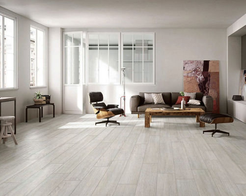 kupować 9,5 mm jasnoszare płytki drewniane, płytki porcelanowe SGS 200x1200 mm na zewnątrz z efektem drewna produkcja internetowa