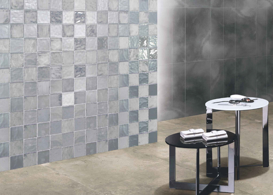 kupować Błyszczące srebrzyste wewnętrzne płytki ścienne 75x150mm do KTV Deco produkcja internetowa