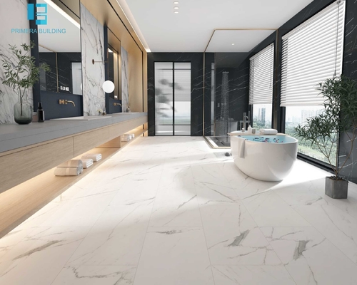 kupować Kliknij Spc Carrara Marble Vinyl Flooring Antypoślizgowe blokujące produkcja internetowa