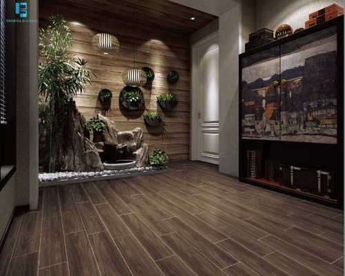 kupować Podłoga porcelanowa Full Body Drewniane płytki podłogowe 200X1200MM Ciemnobrązowy produkcja internetowa