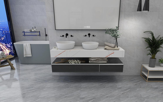 Marmurowy wygląd 400x400mm Ceramic Rustic Tile Wnętrze Matt Szklane podłogi wewnętrzne Szary płytki ścienne wodoodporne