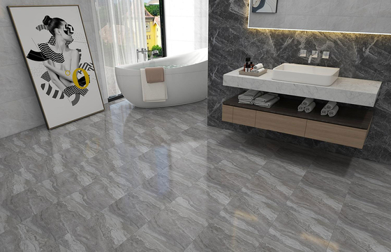 Wodoszczelny Mat Szklany Marmurowy wygląd Ceramic Rustic Płytki Do Biura I 400x400mm Płytki Podłogowe Szary Do Sypialni