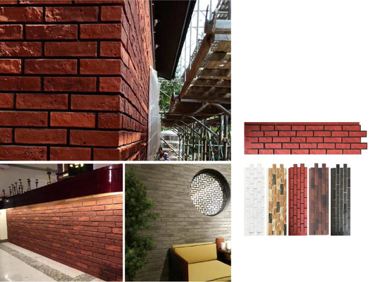 Czerwony 1160x300x25mm Kamienie kulturalne Cegły Antyczne płytki Dekoracyjne PU Kamień Wewnętrzny I Zewnętrzny