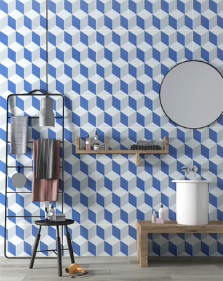 Niebiesko-białe klasyczne ceramiczne płytki geometryczne dla hoteli i trwałe płytki podłogowe 200x200 mm dla kuchni