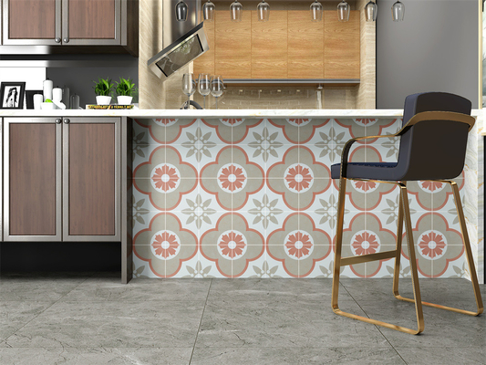 Retro Kwiatowe Bezpoślizgowe Ceramiczne Płytki Rustyczne Do Kuchni I Płytki ścienne 200x200mm Do Stołówki