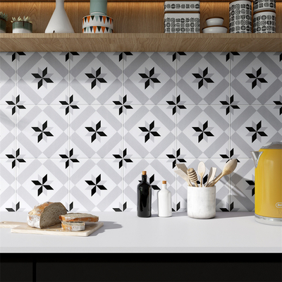 Szary i czarny 200x200mm Dekoracyjne ściany wewnętrzne Ceramic Rustic Płytki do salonu i sypialni