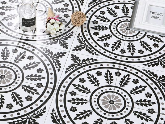 Ekologiczny i niepoślizgowy Czarno-biały podłogi ceramiczne płytki wiejskie 200x200mm do łazienki i salonu