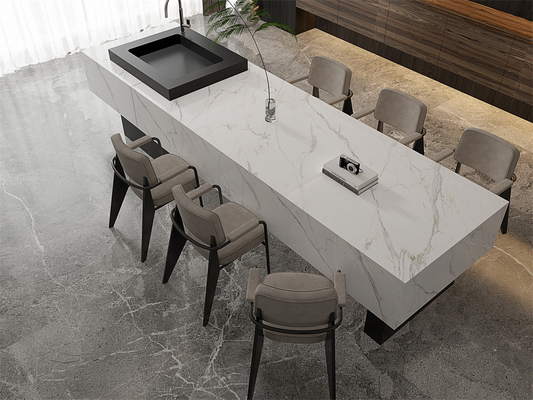 Carrara Niepoślizgowy Polerowany Sinktowany Kamień Slab Do Salonu 1420x2700mm Biały