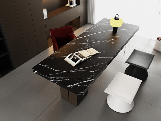 Matt 1420x2700mm Czarne płyty z ścielonego kamienia do salonu i pulpitu