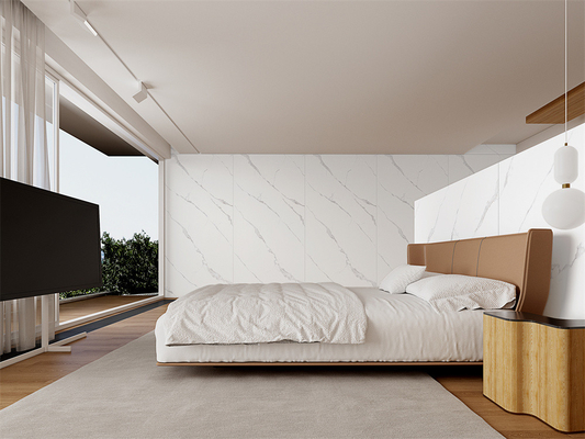 Powierzchnia klasy AAA Matt Carrara Białe płyty z ściernego kamienia do restauracji 1420x2700mm