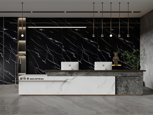 Czarny 1600x3200mm Ściana wewnętrzna i podłoga Matte Sintered Stone Slab dla dekoracji domu