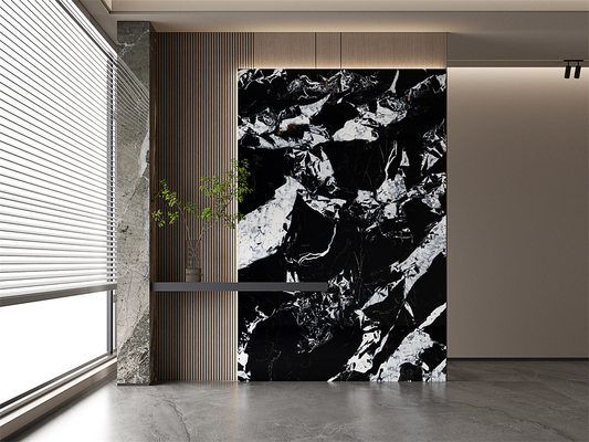 160x320cm Czarna Matka Szklana Porcelana Sinkrowane płyty kamienne i ściany wewnętrzne Porcelana Płyty kamienne do biura