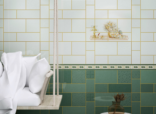 Ściany ceramiczne zielone odporne na wilgoć 300x600 mm Płytki wewnętrzne i trwałe płytki do łazienki
