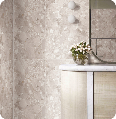 wodoodporne 1200x600mm Wewnętrzna podłoga Płytka terrazzowa i beżowa płytka porcelanowa o miękkim szkle SGS do prysznica i łazienki