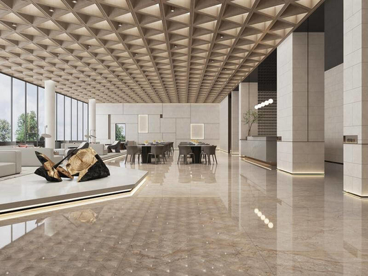 Elegantne 1200x1200mm Wewnętrzna podłoga W.A 0,5% Szklane Polerowane Płytki Porcelanowe Jasnożółte Dla Salonu I Domu