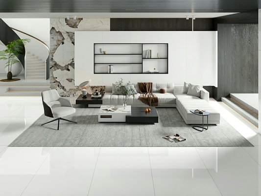 Wnętrze podłogowe prostokąty 900x1800x9mm Białe porcelanowe płytki polerowane do łazienki i jadalni