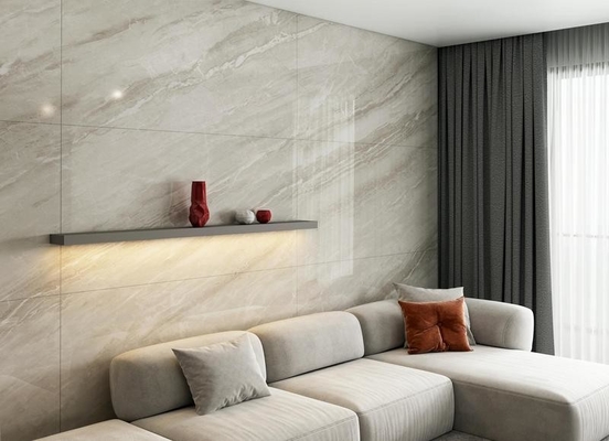 Szary nowoczesny 900x1800x9mm Marmurowy wygląd zewnętrzny ściany Szklane polerowane płytki porcelanowe do łazienki