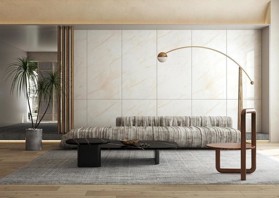 Jasny żółty polerowany, szkliwiony gres porcelanowy 900x1800mm