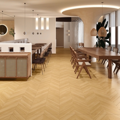 Odporne na zużycie płytki z porcelany drewnianej 600x1200mm brązowe i żółte do sypialni
