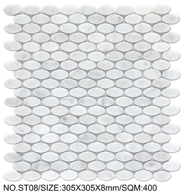Biały i jasnogrzeńszy mosaik z kamienia naturalnego 305x305mm
