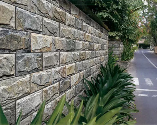 3-wymiarowe 9.6mm zewnętrzne płytki okładzinowe z kamienia Jasnoszara ściana ceramiczna 20x40cm