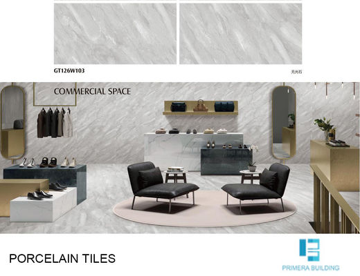 Terrazzo 600x1200mm Porcelanowe wewnętrzne płytki podłogowe Miękki glazurowany marmur 35N / mm2