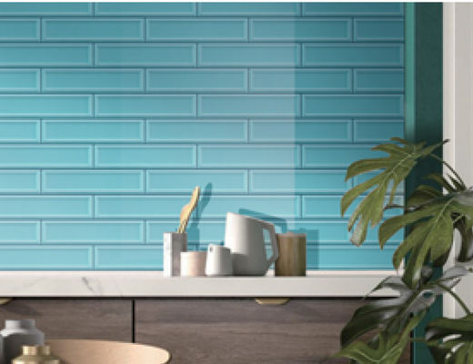 Antybakteryjne ceramiczne płytki ścienne metra klasy AAA 68x280mm Zielona porcelana 3D