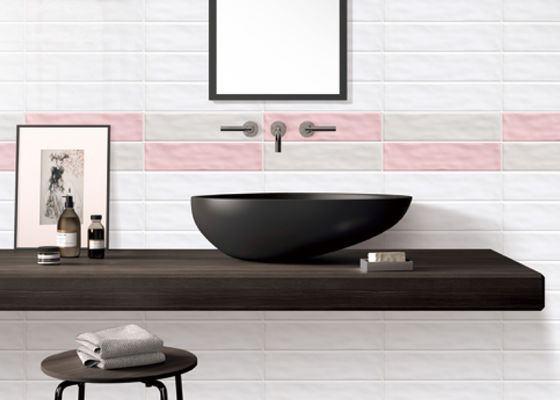3''X12'' Ripple Surface Łazienka Płytki ścienne Różowy Biały Zielony