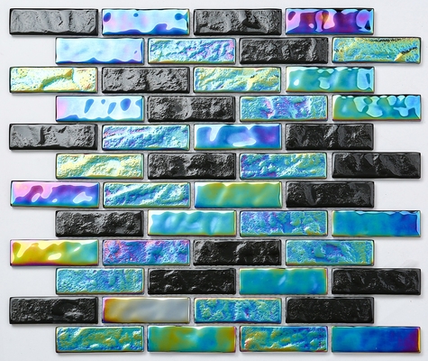 Jasnozielone i niebieskie szklane mozaiki 300x300mm AAA do projektu
